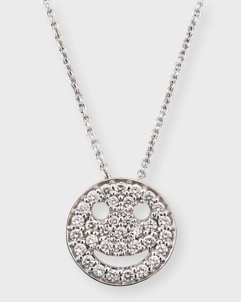Talisman 18K White Gold Diamond Smile Pendant Necklace